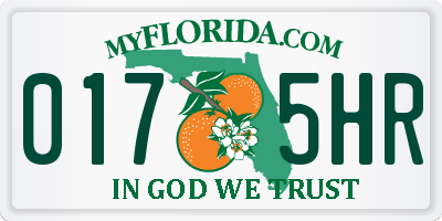FL license plate 0175HR