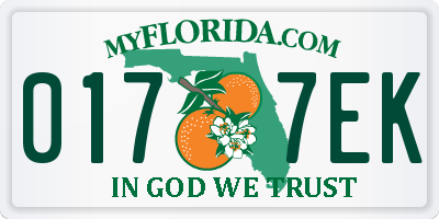 FL license plate 0177EK