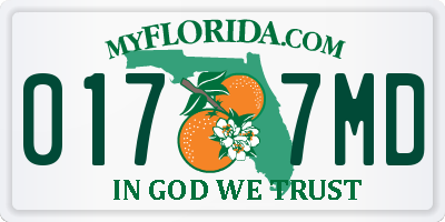 FL license plate 0177MD