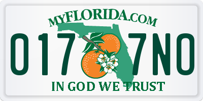 FL license plate 0177NO