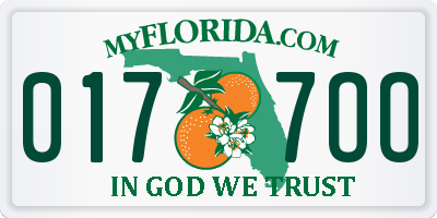 FL license plate 0177OO