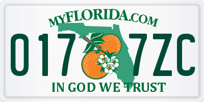FL license plate 0177ZC