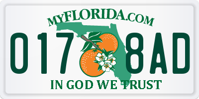 FL license plate 0178AD