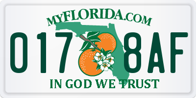 FL license plate 0178AF