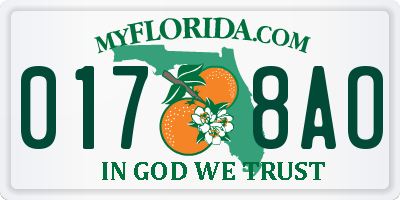 FL license plate 0178AO