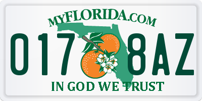 FL license plate 0178AZ