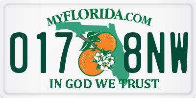 FL license plate 0178NW