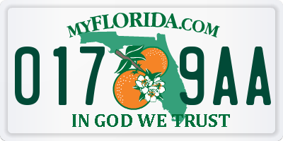 FL license plate 0179AA