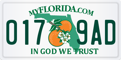 FL license plate 0179AD