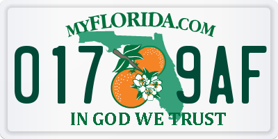 FL license plate 0179AF