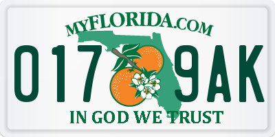 FL license plate 0179AK