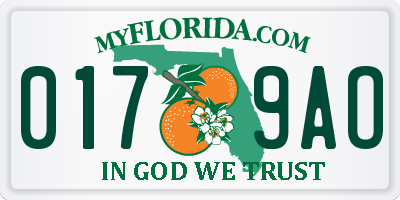 FL license plate 0179AO