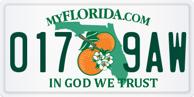 FL license plate 0179AW