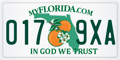 FL license plate 0179XA
