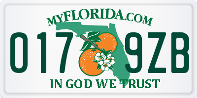 FL license plate 0179ZB