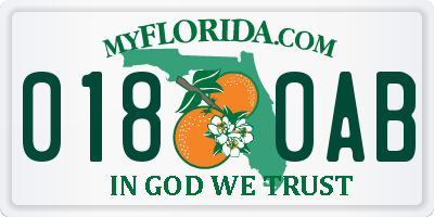 FL license plate 0180AB