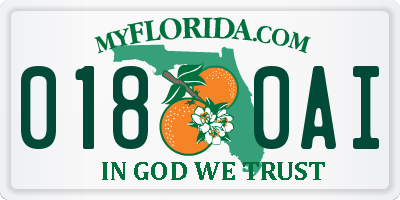 FL license plate 0180AI