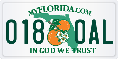 FL license plate 0180AL