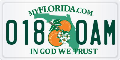 FL license plate 0180AM