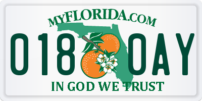 FL license plate 0180AY
