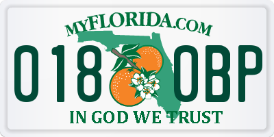 FL license plate 0180BP