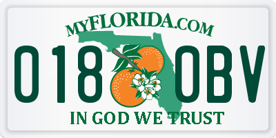 FL license plate 0180BV