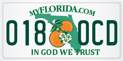 FL license plate 0180CD