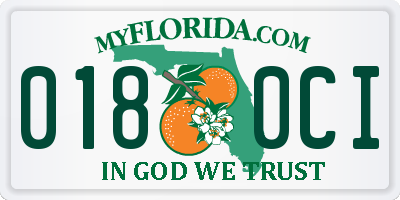 FL license plate 0180CI