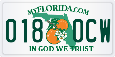 FL license plate 0180CW