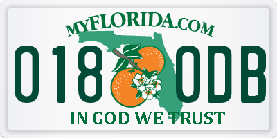 FL license plate 0180DB