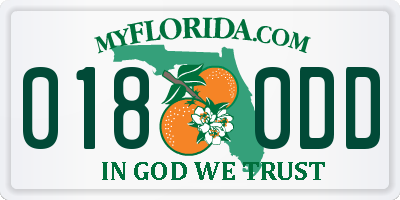 FL license plate 0180DD
