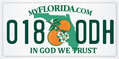 FL license plate 0180DH
