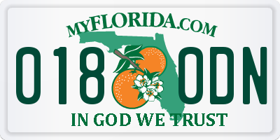FL license plate 0180DN