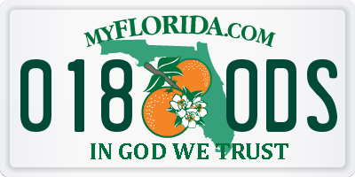 FL license plate 0180DS