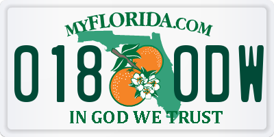 FL license plate 0180DW