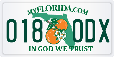 FL license plate 0180DX