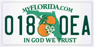 FL license plate 0180EA