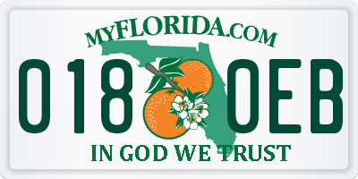 FL license plate 0180EB
