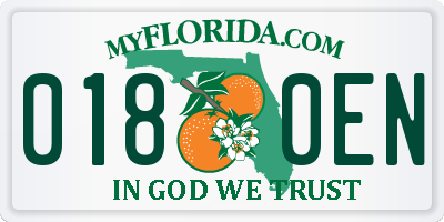FL license plate 0180EN