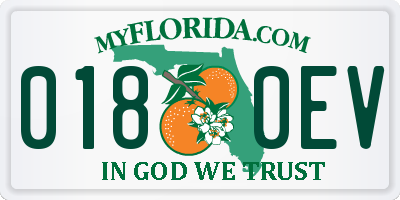 FL license plate 0180EV