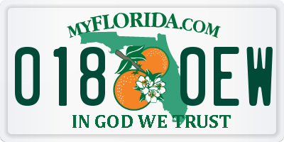 FL license plate 0180EW