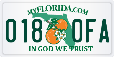 FL license plate 0180FA