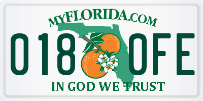 FL license plate 0180FE