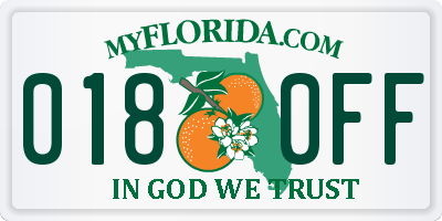 FL license plate 0180FF