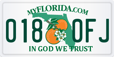 FL license plate 0180FJ
