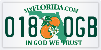 FL license plate 0180GB