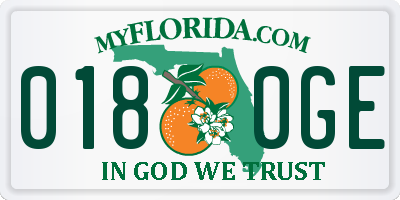 FL license plate 0180GE