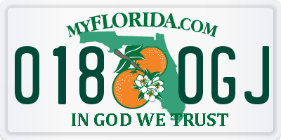 FL license plate 0180GJ