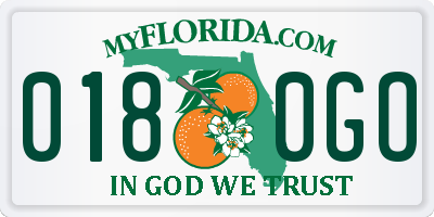 FL license plate 0180GO