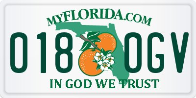 FL license plate 0180GV